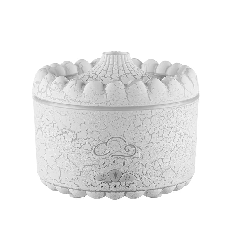 Volcano Aroma Diffuser Ultrasonic Air Humidifier Timer Auto Shut-Off Remote Control Flame Diffusers for Home Bedroom White
