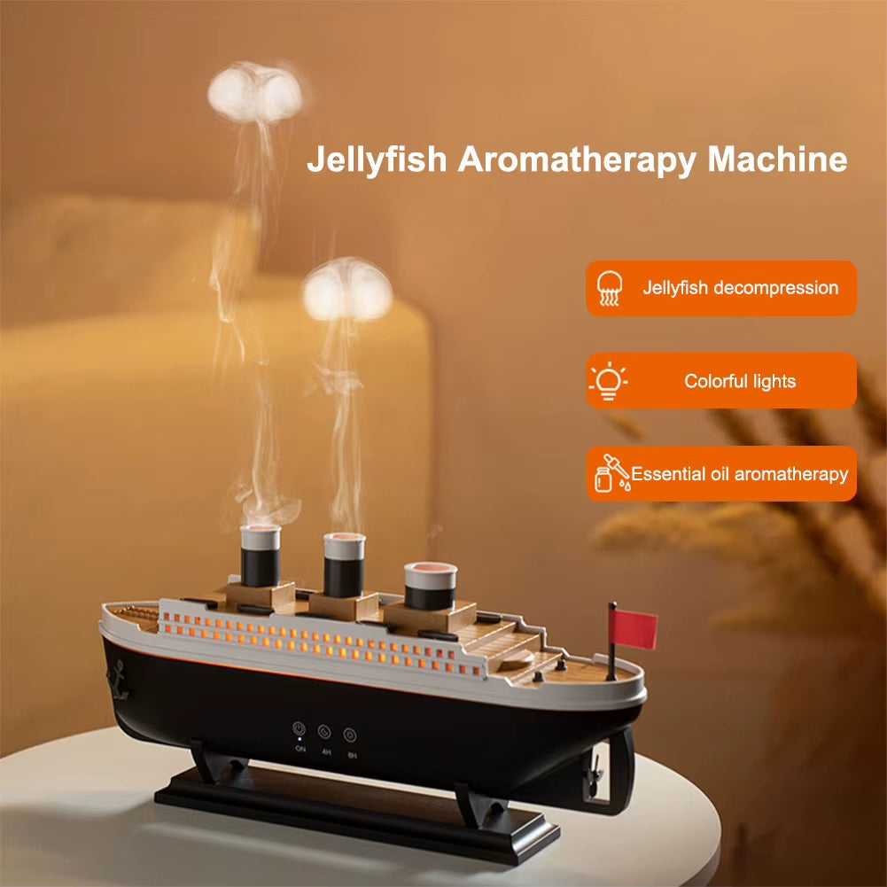 Titanic Ship Model Aromatherapy Essential Oil Diffuser with LED Lamp Aroma Difusor Atomizer Auto Shut-Off Home Air Humidifier