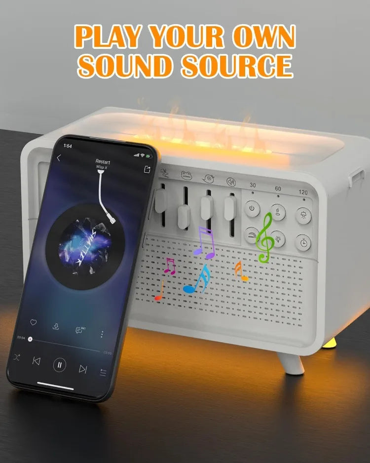 Bluetooth White Noise Machine & Aroma Diffuser: 8 Soothing Sounds, Humidifier & Night Light for Ultimate Sleep Therapy