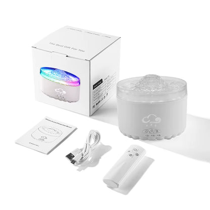 Volcano Aroma Diffuser Ultrasonic Air Humidifier Timer Auto Shut-Off Remote Control Flame Diffusers for Home Bedroom White