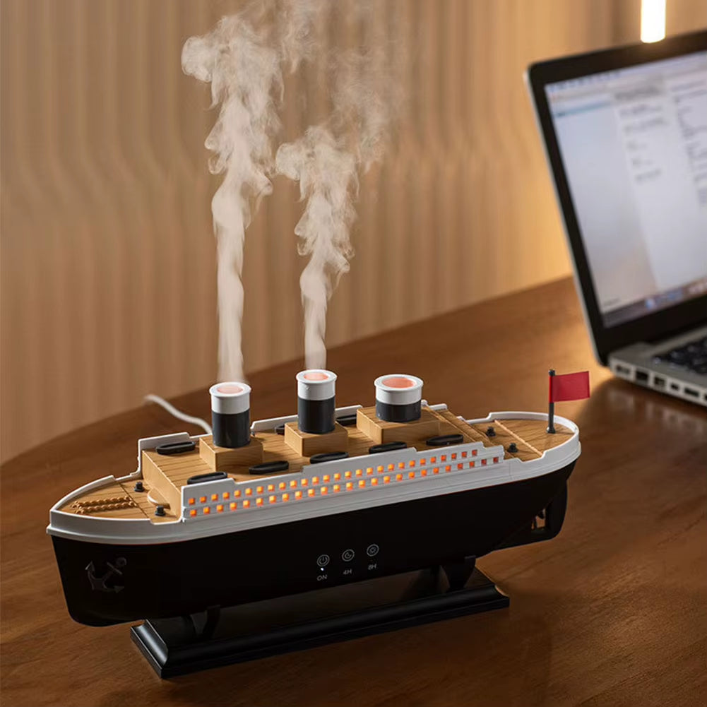 Titanic Ship Model Aromatherapy Essential Oil Diffuser with LED Lamp Aroma Difusor Atomizer Auto Shut-Off Home Air Humidifier