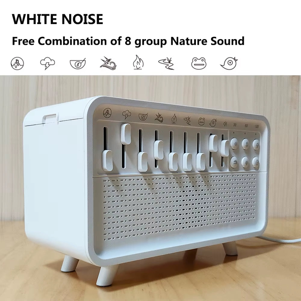 Bluetooth White Noise Machine with Aroma Diffuser,Humidifier & Night Light |8 Natural Sounds,3-Level Dimming for Sleep Therapy