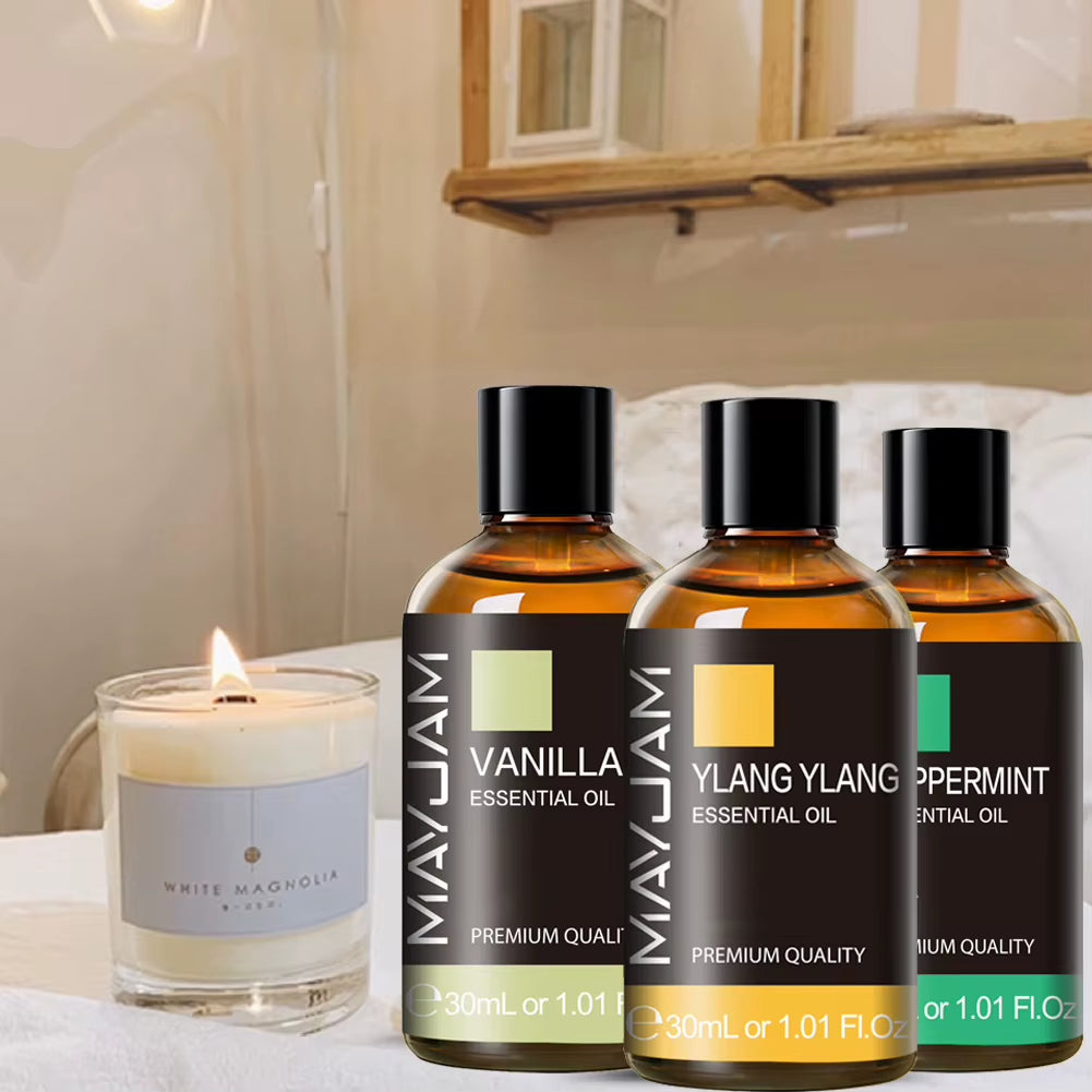 1PCS 30ML Aromatherapy Essential Oil Lavender Vanilla Jasmine Eucalyptus Peppermint Aroma Oil for Diffuser Candle Soap