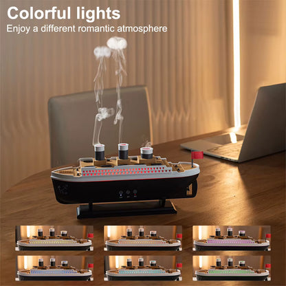 Titanic Ship Model Aromatherapy Essential Oil Diffuser with LED Lamp Aroma Difusor Atomizer Auto Shut-Off Home Air Humidifier